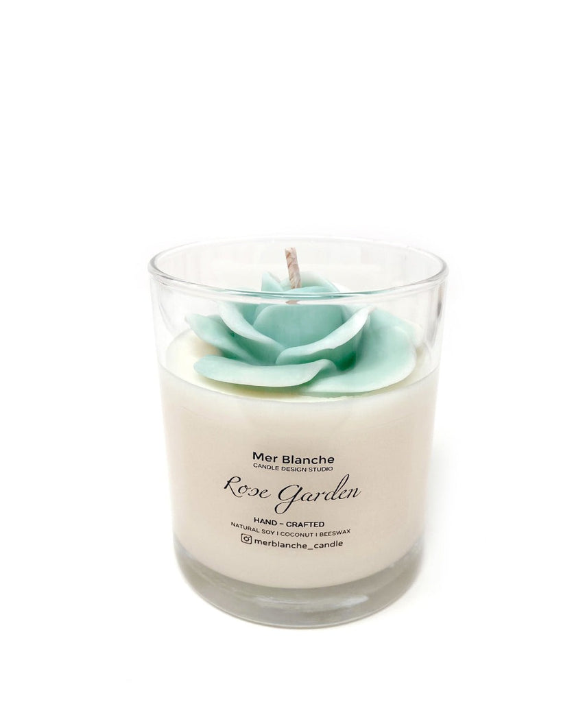 Hand Crafted Candle - Open Rose [Aqua]