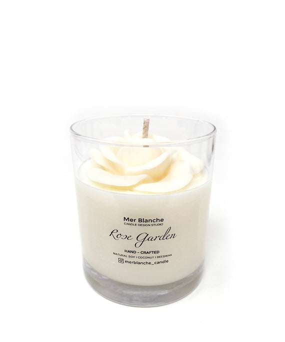 Hand Crafted Candle - Open Rose [White]